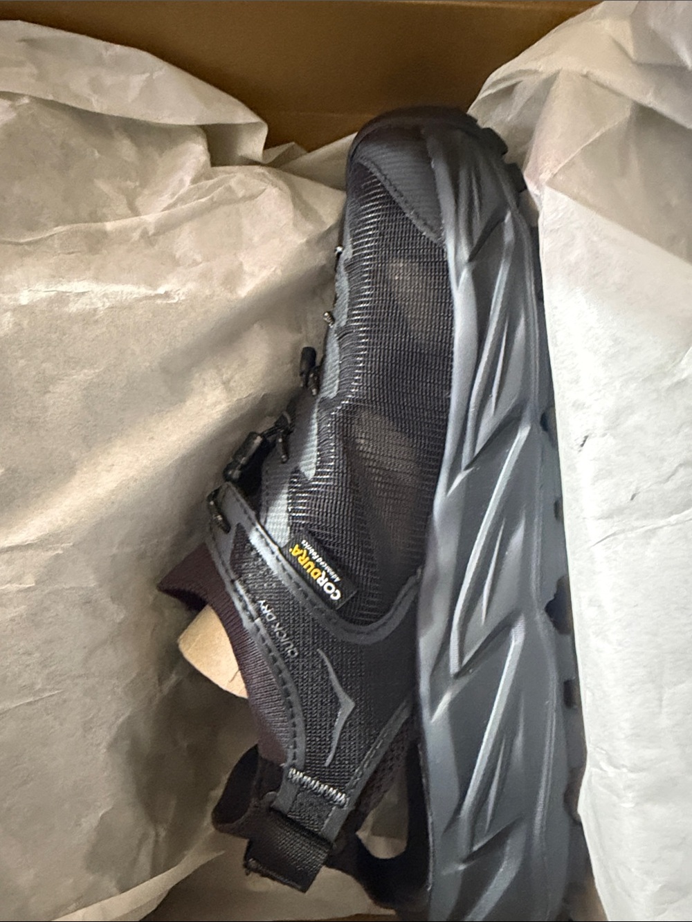 Hoka Black Trail Sneaker with Gore-Tex Paneling